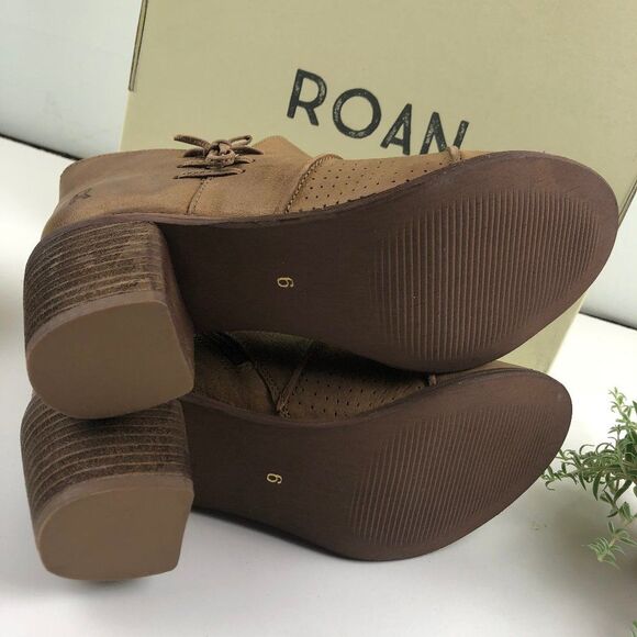 Roan Katherine Open Toe Tan Leather Heel Bootie - Picture 6 of 7